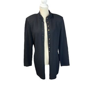 St John Long Sleeve Button Up Cardigan Sweater Jacket Coat Black Womens Size 8